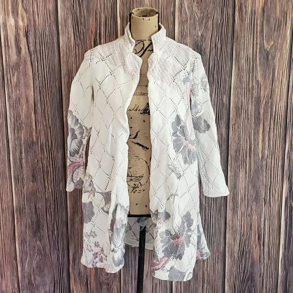 Anthropologie Knitted & Knotted Floral Cardigan